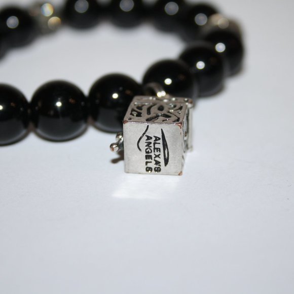 Beautiful black beaded Angel box Charm bracelet by Alexa's Angels 8" - Picture 2 of 4